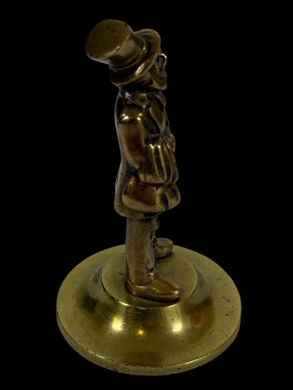 Vintage Brass Gentleman Figurine Top Hat Decor Statue Dickens? Trinket Shelf